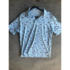 Walter Hagen 11 Majors Light Blue Golf Polo Shirt With Fun Graphic Print Made In